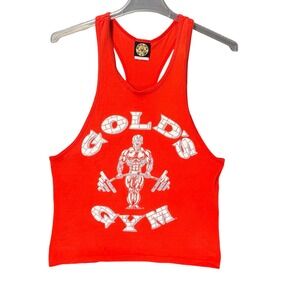 Vintage Golds Gym Stringer Tank Top Mens Red Joe Gold Bodybuilding USA Made L